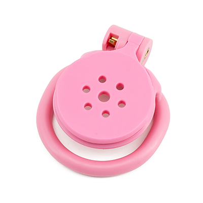 Button Chastity Cage - Pink Resin