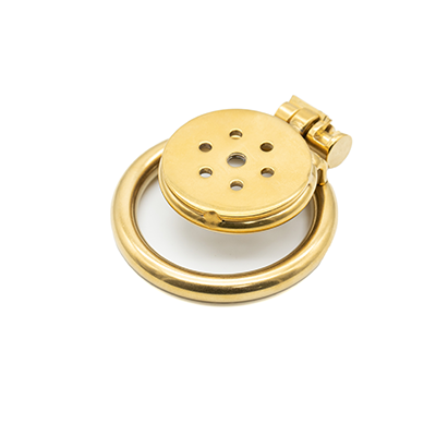 Button Metal Chastity Cage - Gold Steel