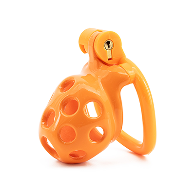 Orange Spotty Chastity Cage - Nub