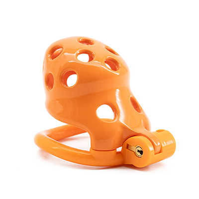 Orange Spotty Chastity Cage - Small