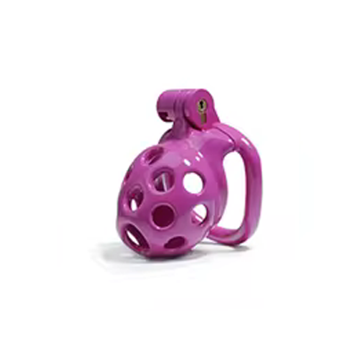 Purple Spotty Chastity Cage - Nub