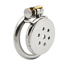 Load image into Gallery viewer, Button Chastity Cage - Silver Steel
